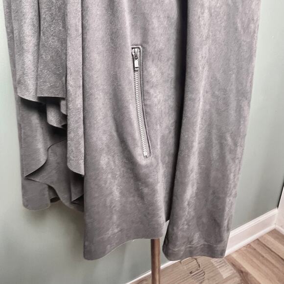 Dana Buchman Gray Faux Suede Draped Open Front Jacket Medium - Picture 6 of 10